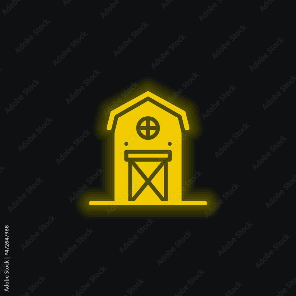 Barn yellow glowing neon icon Barn yellow glowing neon icon