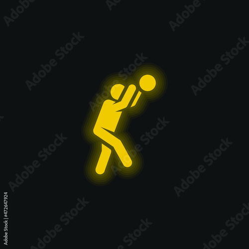 Basketball Player yellow glowing neon icon