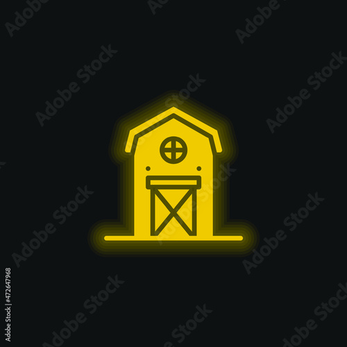 Barn yellow glowing neon icon