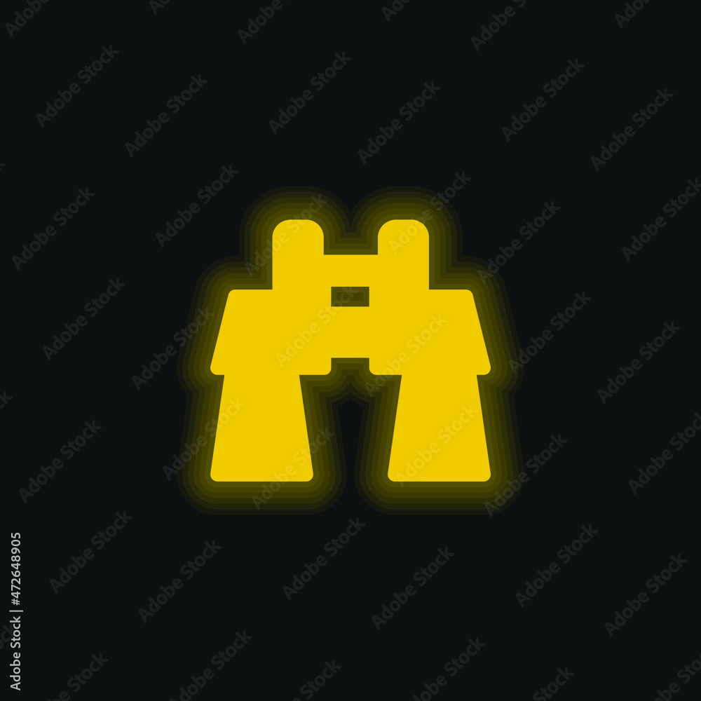 Fototapeta premium Binoculars yellow glowing neon icon
