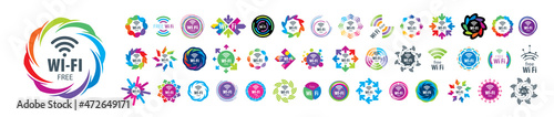 A set of vector Wi-Fi icons on a white background
