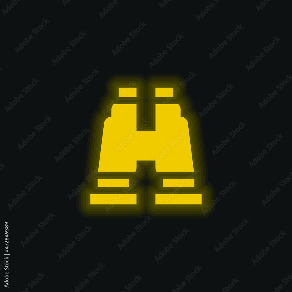 Fototapeta premium Binoculars yellow glowing neon icon