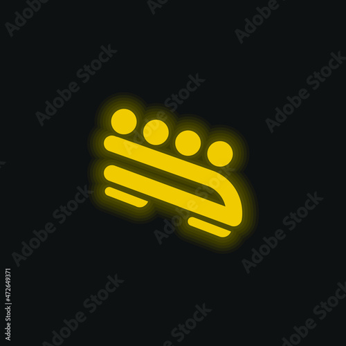 Bobsled yellow glowing neon icon