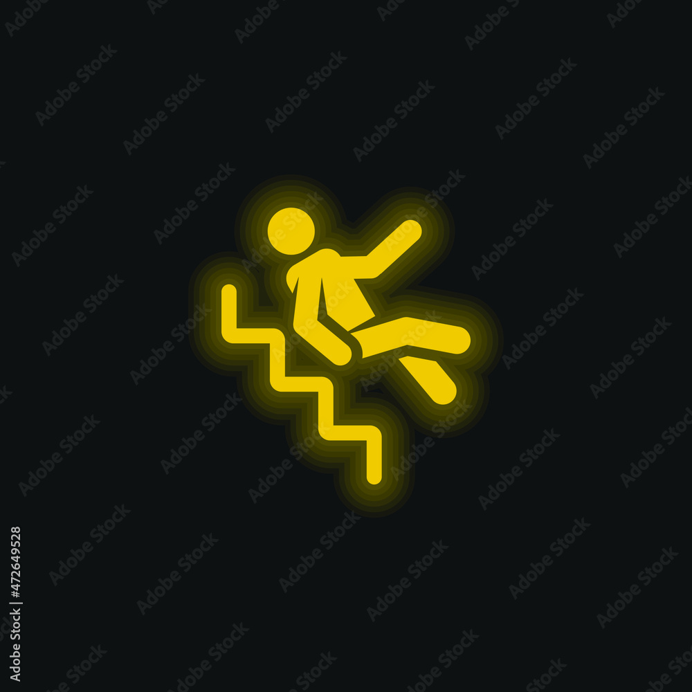 Accident yellow glowing neon icon Accident yellow glowing neon icon