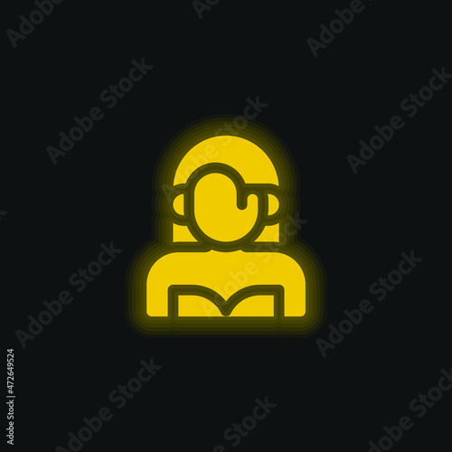 Actress yellow glowing neon icon