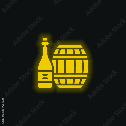 Barrel yellow glowing neon icon