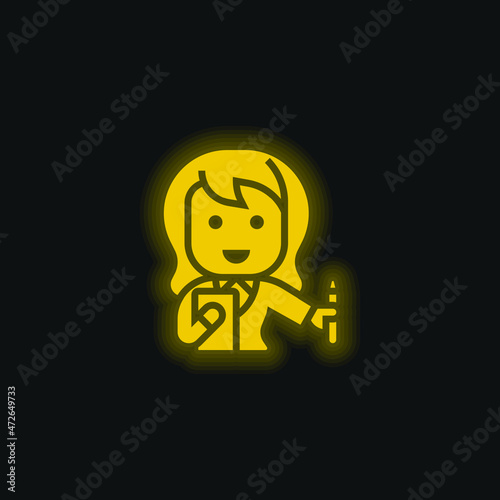 Accountant yellow glowing neon icon