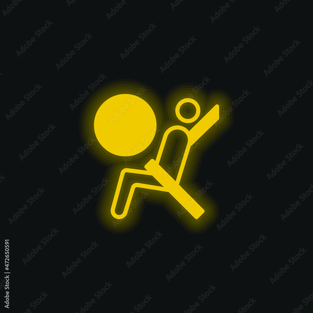 Airbag yellow glowing neon icon Airbag yellow glowing neon icon