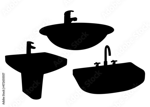 Washbasin and sink included. Vector image.