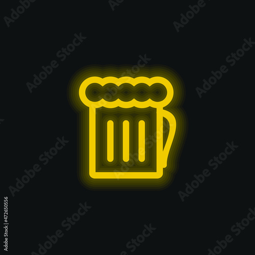 Beer Jar yellow glowing neon icon