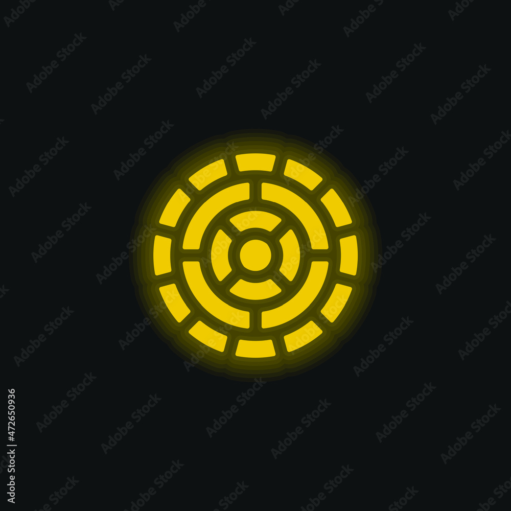 Aztec Calendar yellow glowing neon icon Aztec Calendar yellow glowing neon icon