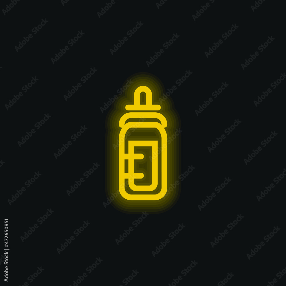Baby Bottle Outline yellow glowing neon icon Baby Bottle Outline yellow glowing neon icon