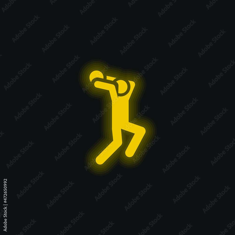 Basketball Player yellow glowing neon icon Basketball Player yellow glowing neon icon