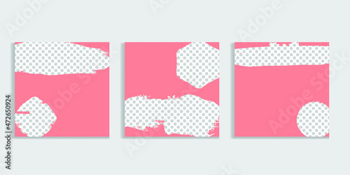 Social media square covers with grunge design  . Contemporary style . Post frame stories templates. Layout for promotion .Media banner .Vector