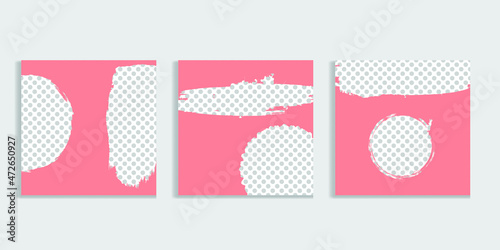 Social media square covers with grunge design  . Contemporary style . Post frame stories templates. Layout for promotion .Media banner .Vector
