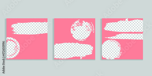 Social media square covers with grunge design  . Contemporary style . Post frame stories templates. Layout for promotion .Media banner .Vector