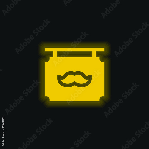 Barbershop yellow glowing neon icon