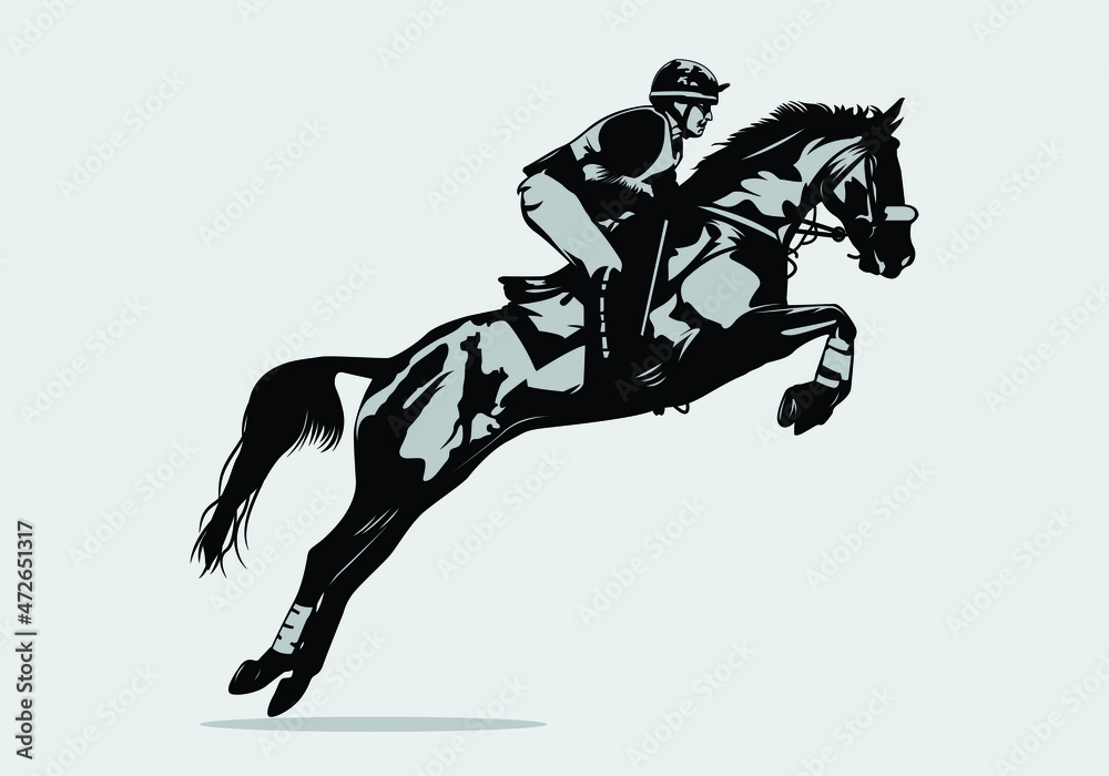 Jockey on horse. Champion. Horse riding. Equestrian sport. Jockey