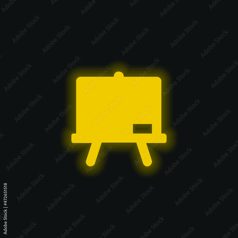 Blackboard yellow glowing neon icon