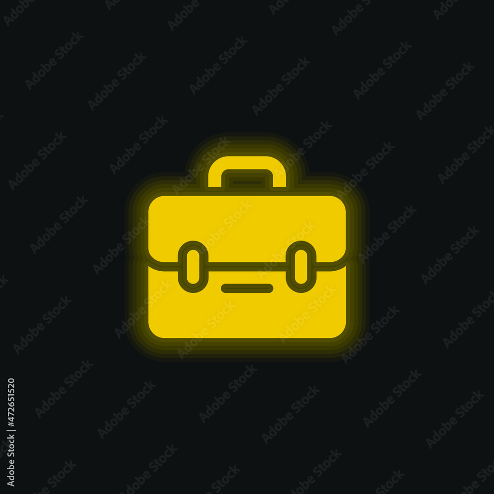 Briefcase yellow glowing neon icon Briefcase yellow glowing neon icon