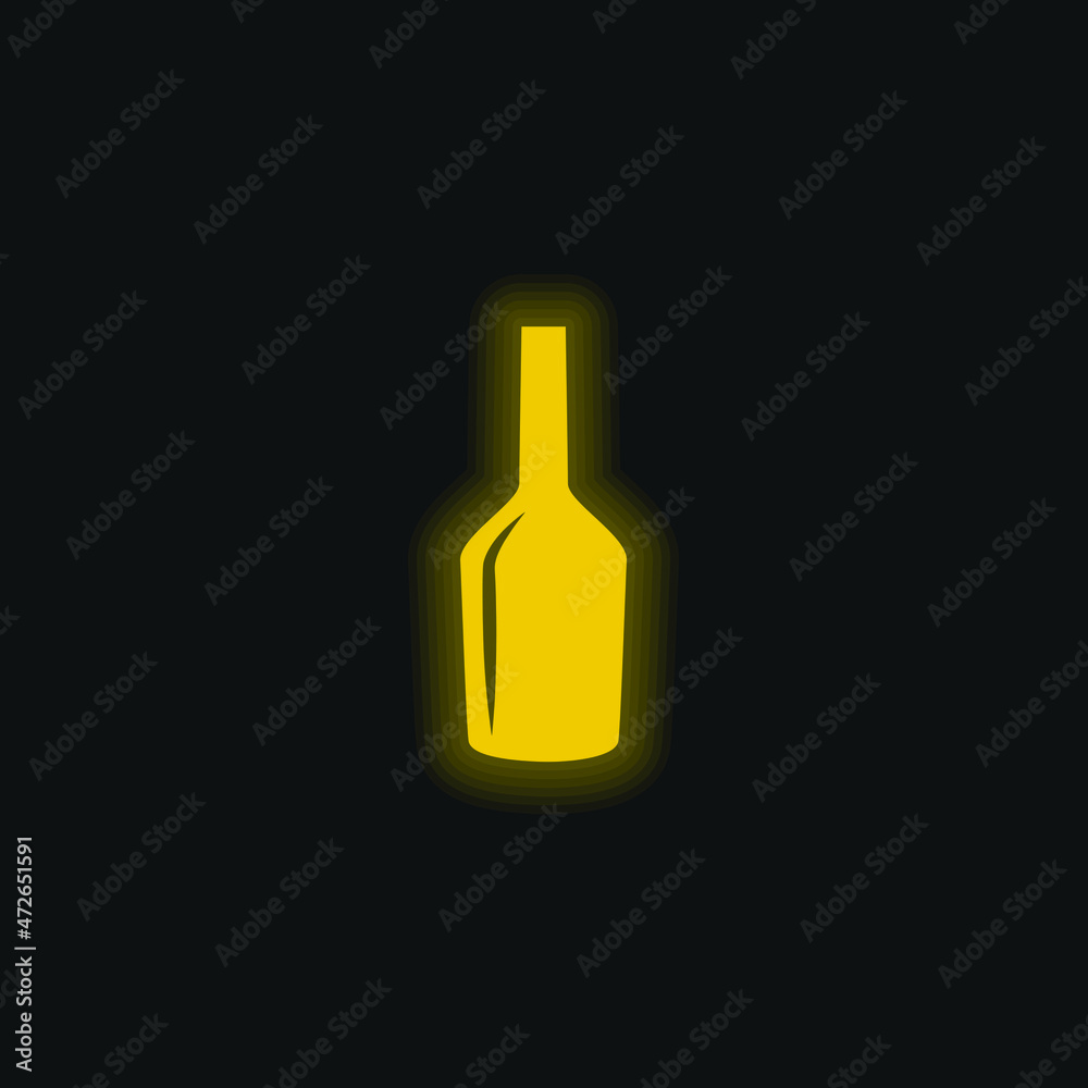 Black Wine Bottle Glass Shape yellow glowing neon icon Black Wine Bottle Glass Shape yellow glowing neon icon