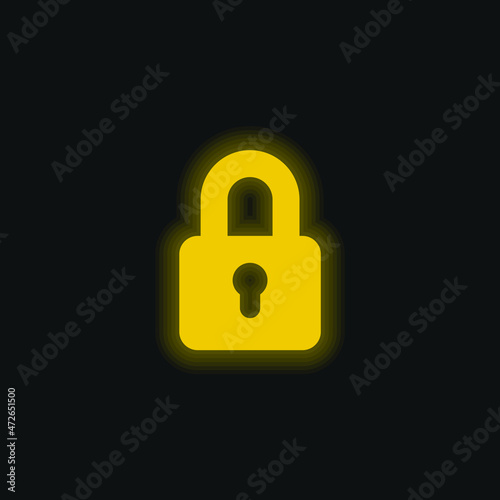 Big Lock yellow glowing neon icon