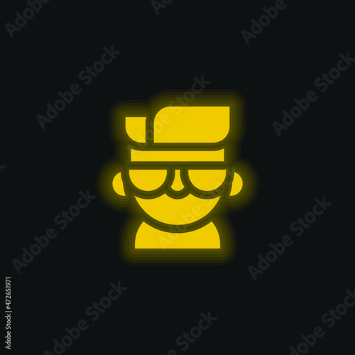 Boy yellow glowing neon icon