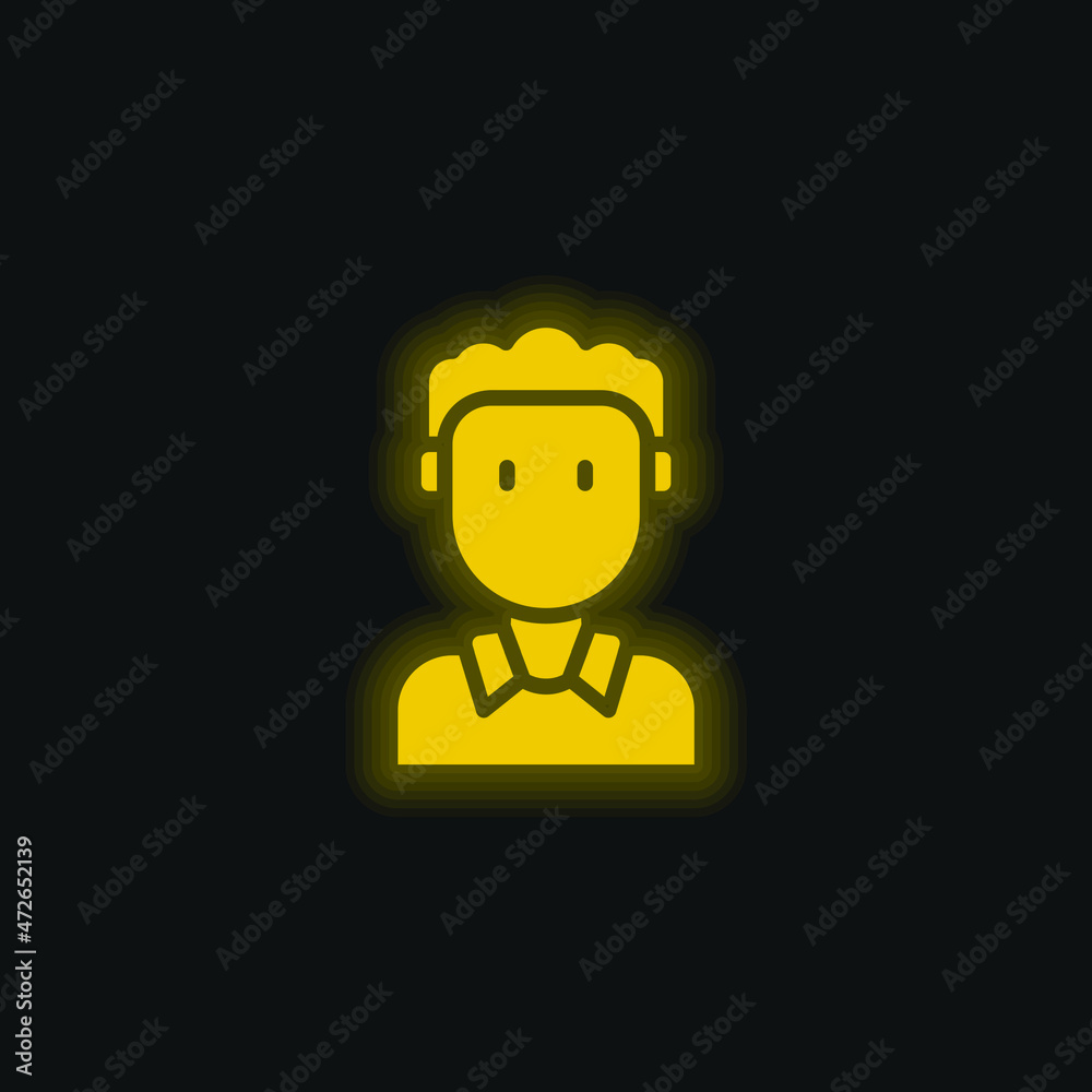 Obraz premium Boy yellow glowing neon icon