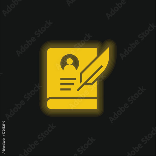 Biography yellow glowing neon icon