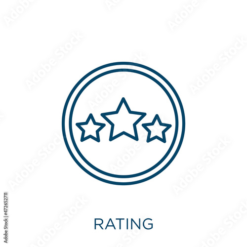 rating icon. Thin linear rating outline icon isolated on white background. Line vector rating sign, symbol for web and mobile.
