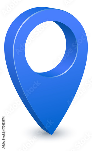 Blue location pin icon. 3d geo tag