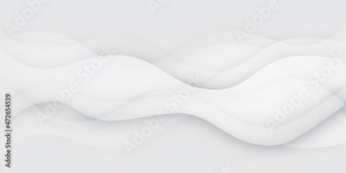 Soft smooth white lines curving to form a surface of light and shadow. White and gray modern abstract technology background. Abstract white and grey on light silver background modern design. 