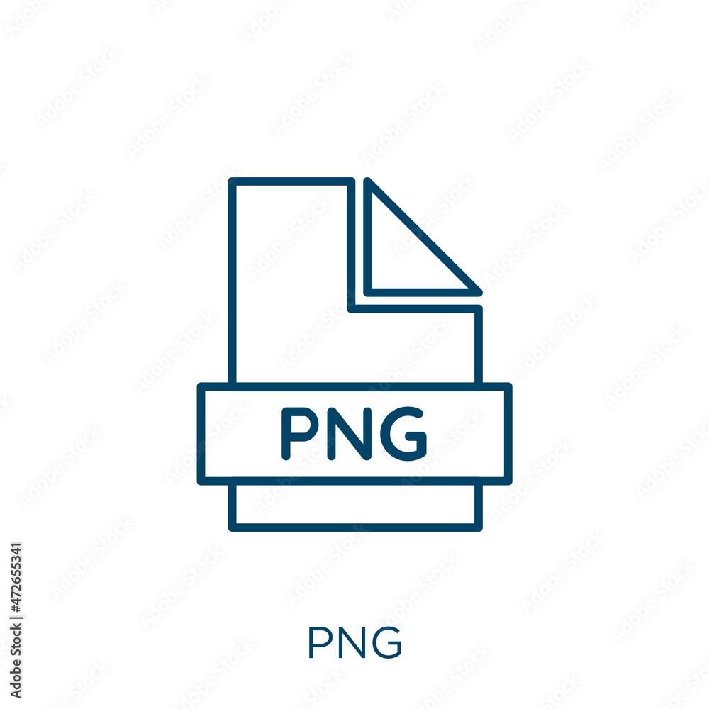 png icon. Thin linear png outline icon isolated on white background ...