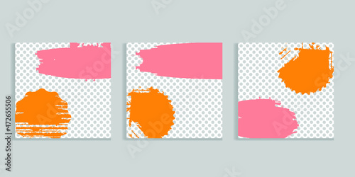 Social media square covers with grunge design  . Contemporary style . Post frame stories templates. Layout for promotion .Media banner .Vector