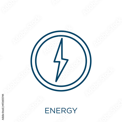 energy icon. Thin linear energy outline icon isolated on white background. Line vector energy sign, symbol for web and mobile.