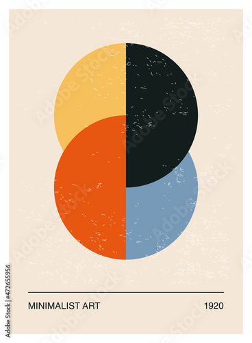 Minimal 20s geometric design poster, vector template with primitive shapes