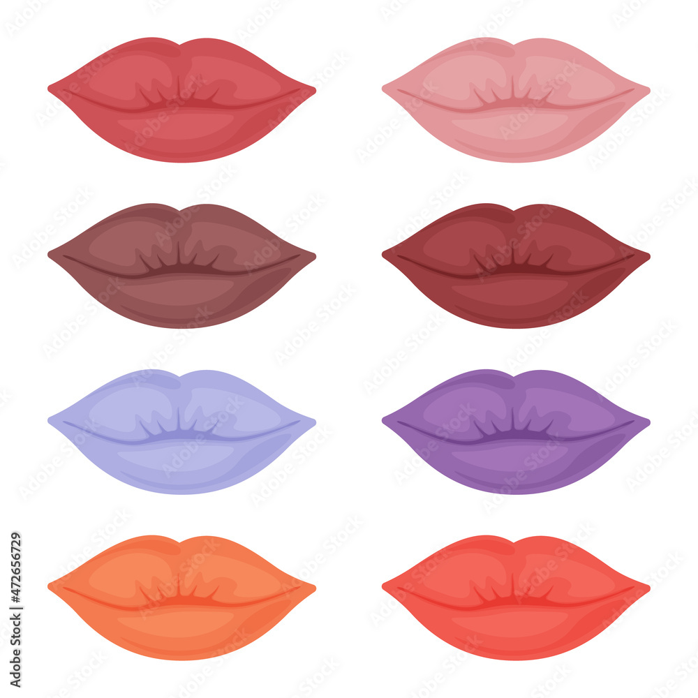 Lips. A large bright set with the image of sexy lips of different colors. Lips with different lipstick colors. Vector illustration Lips. A large bright set with the image of sexy lips of different colors. Lips with different lipstick colors. Vector illustration