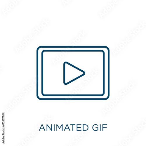 animated gif icon. Thin linear animated gif outline icon isolated on white background. Line vector animated gif sign, symbol for web and mobile.