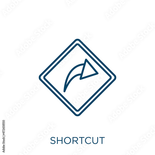 shortcut icon. Thin linear shortcut outline icon isolated on white background. Line vector shortcut sign, symbol for web and mobile.