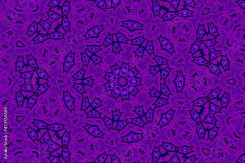 Purple blue Abstract kaleidoscope background. kaleidoscope texture design. multicolor kaleidoscope. Kaleidoscopic pattern. Mandala pattern. Batik Pattern