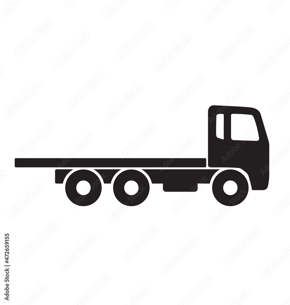 simple flat bed tow truck silhouette icon เวกเตอร์สต็อก Adobe Stock