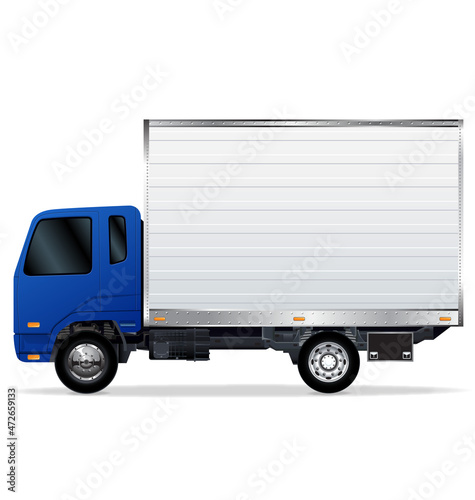 short blue transport delivery truck realistic