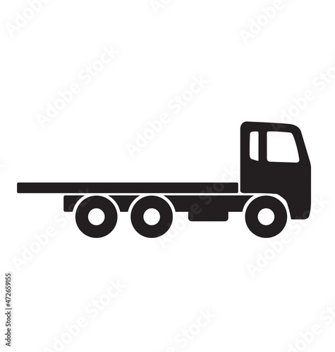 simple flat bed tow truck silhouette icon