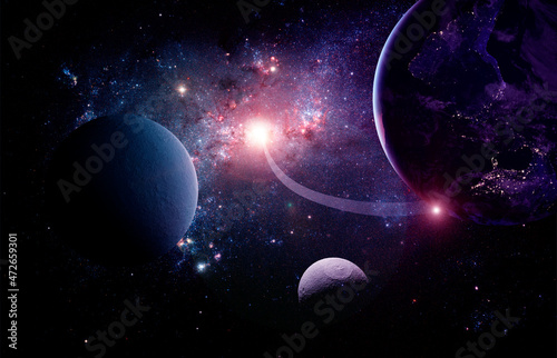 Fototapeta Naklejka Na Ścianę i Meble -  Planets and galaxy in outer space. Elements of this Image Furnished by NASA