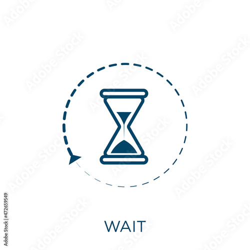 wait icon. Thin linear wait outline icon isolated on white background. Line vector wait sign, symbol for web and mobile.