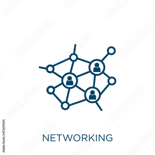 networking icon. Thin linear networking outline icon isolated on white background. Line vector networking sign, symbol for web and mobile.