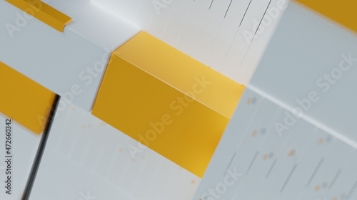 Abstract texture. 3d rendering background can be used in cover design, book design, poster, CD cover, flyer, website background for advertisement, broadcasting, presentation White and Yellow, cube