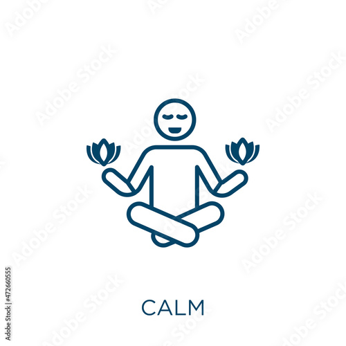 calm icon. Thin linear calm outline icon isolated on white background. Line vector calm sign, symbol for web and mobile.