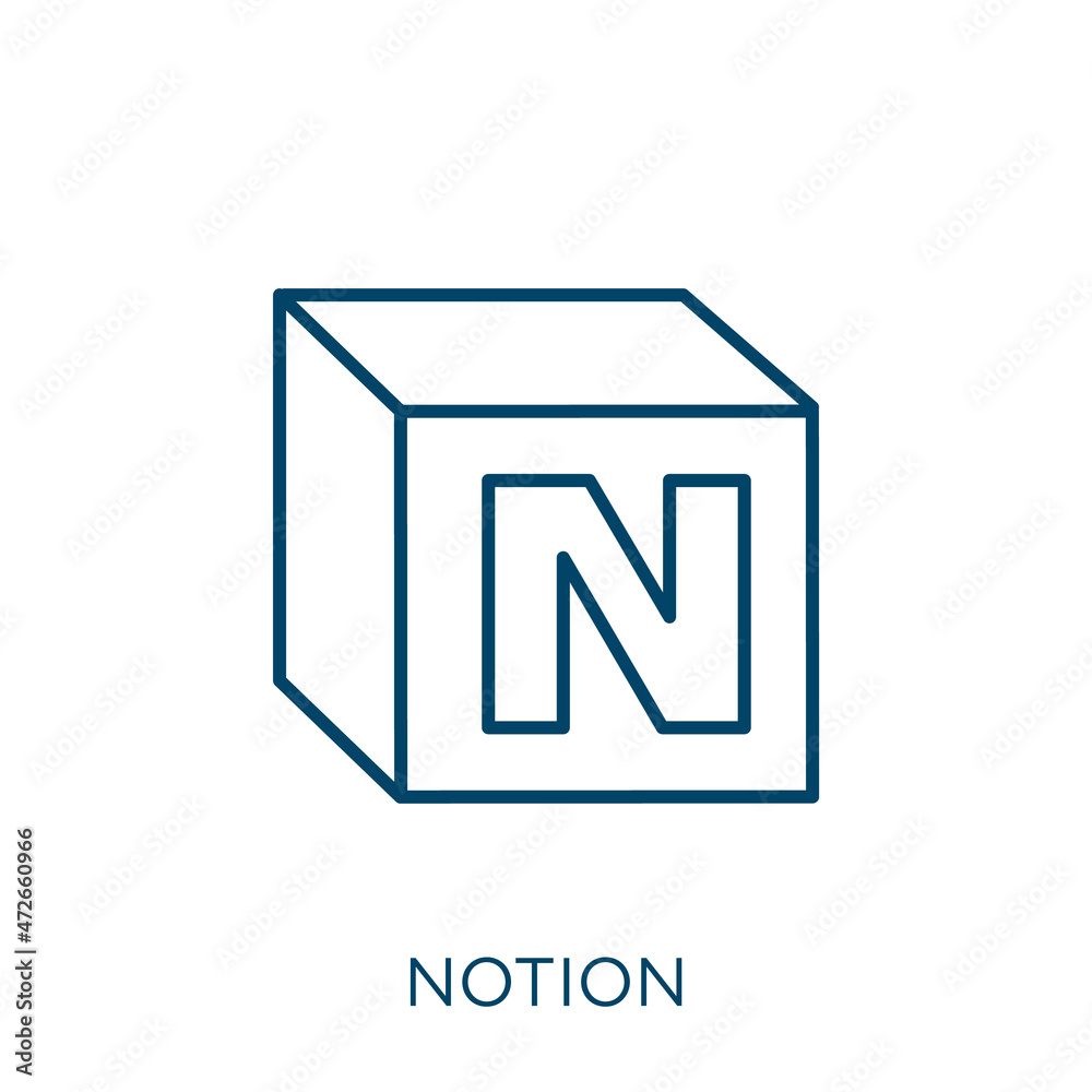 notion icon. Thin linear notion outline icon isolated on white background. Line vector notion sign, symbol for web and mobile.