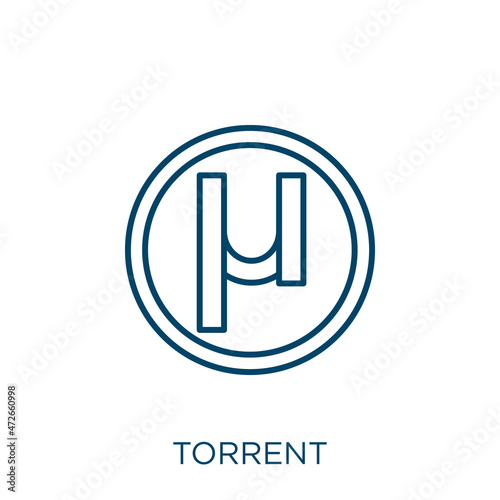 torrent icon. Thin linear torrent outline icon isolated on white background. Line vector torrent sign, symbol for web and mobile.